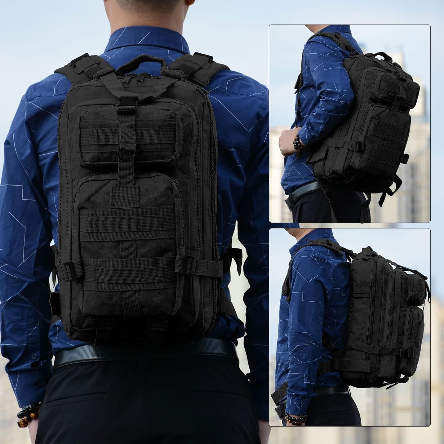 30L Military Black Tactical Backpack Rucksack Camping Hiking Bag Outdoor Travel
