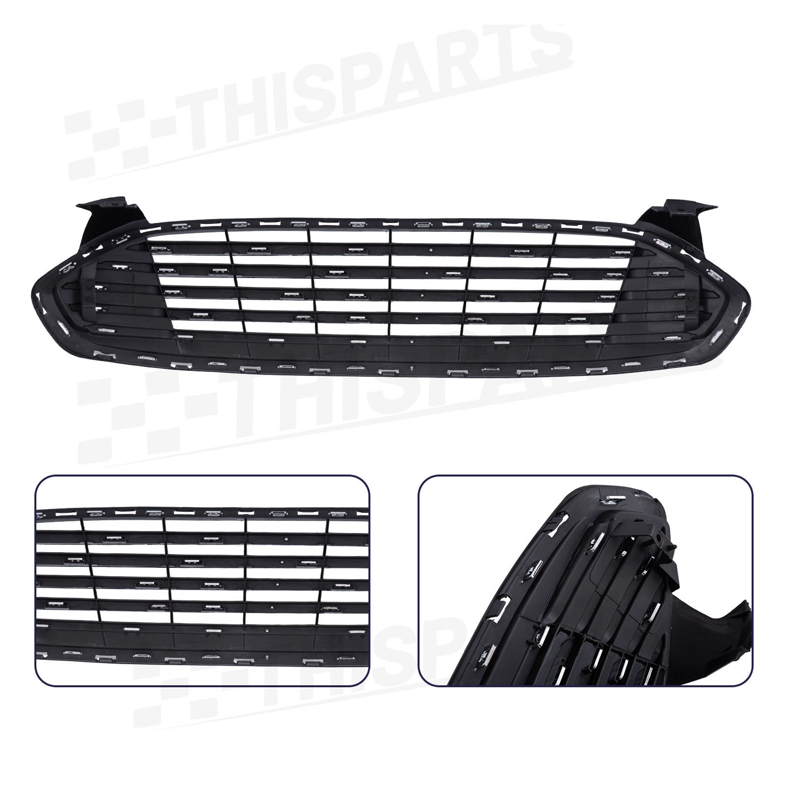 For 2013-2016 Ford Fusion Front Bumper Cover Grille Fog Light w/Chrome Molding