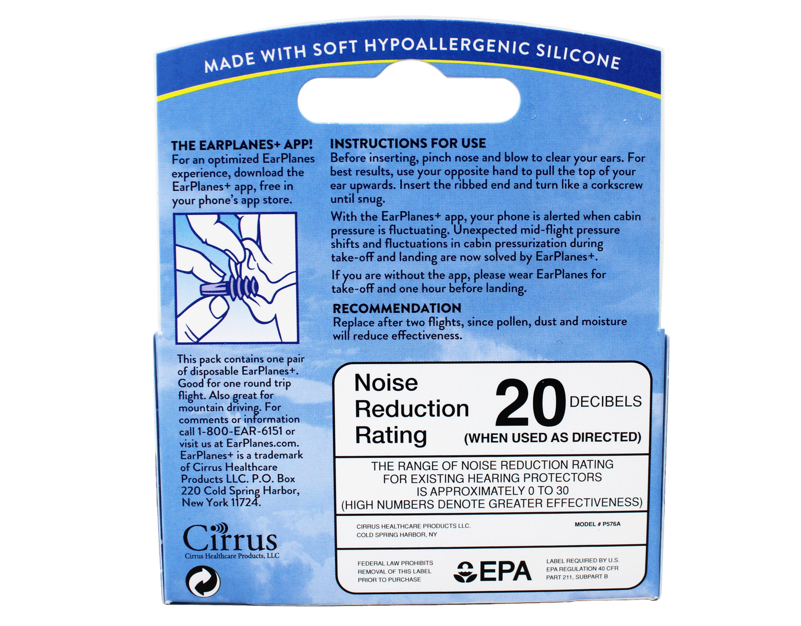 Earplanes Flight Ear Protection Earplugs - 1 Pair