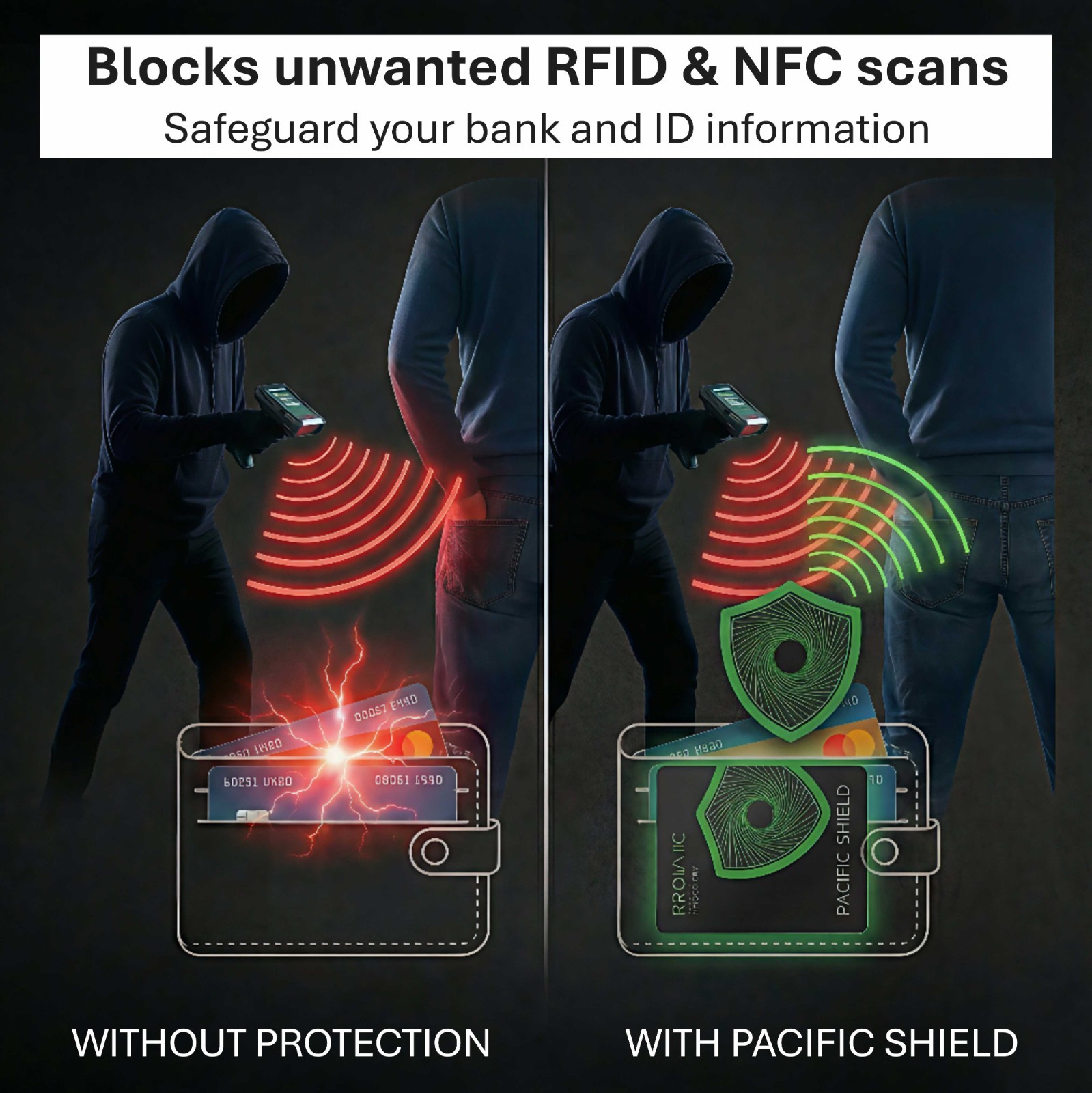 RFID Blocking Card (2 Pack) Identity Protection Wallet Credit Cards Debit ID NFC