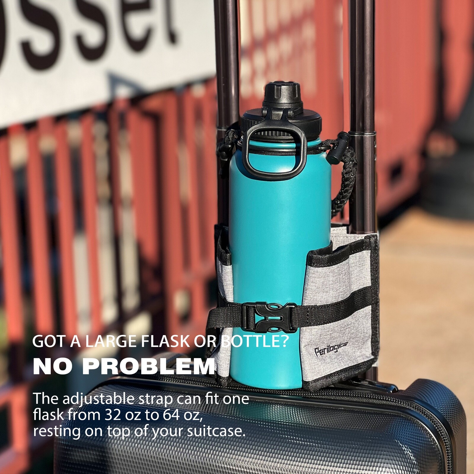 Travel Luggage Cup Holder For Hands Free Traveling. Fits Cups, Mugs, Bottles.