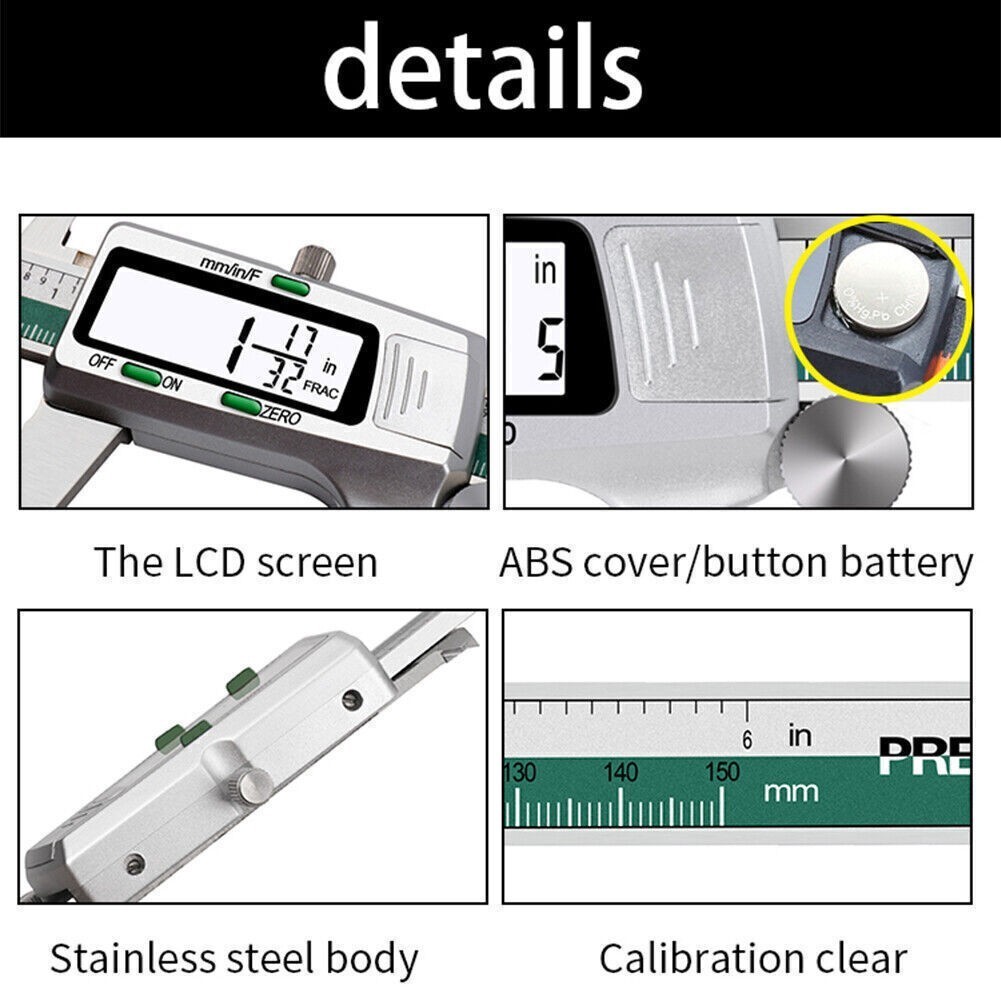 0–6" Digital Electronic Vernier Caliper LCD Gauge Vernier Caliper Micrometer