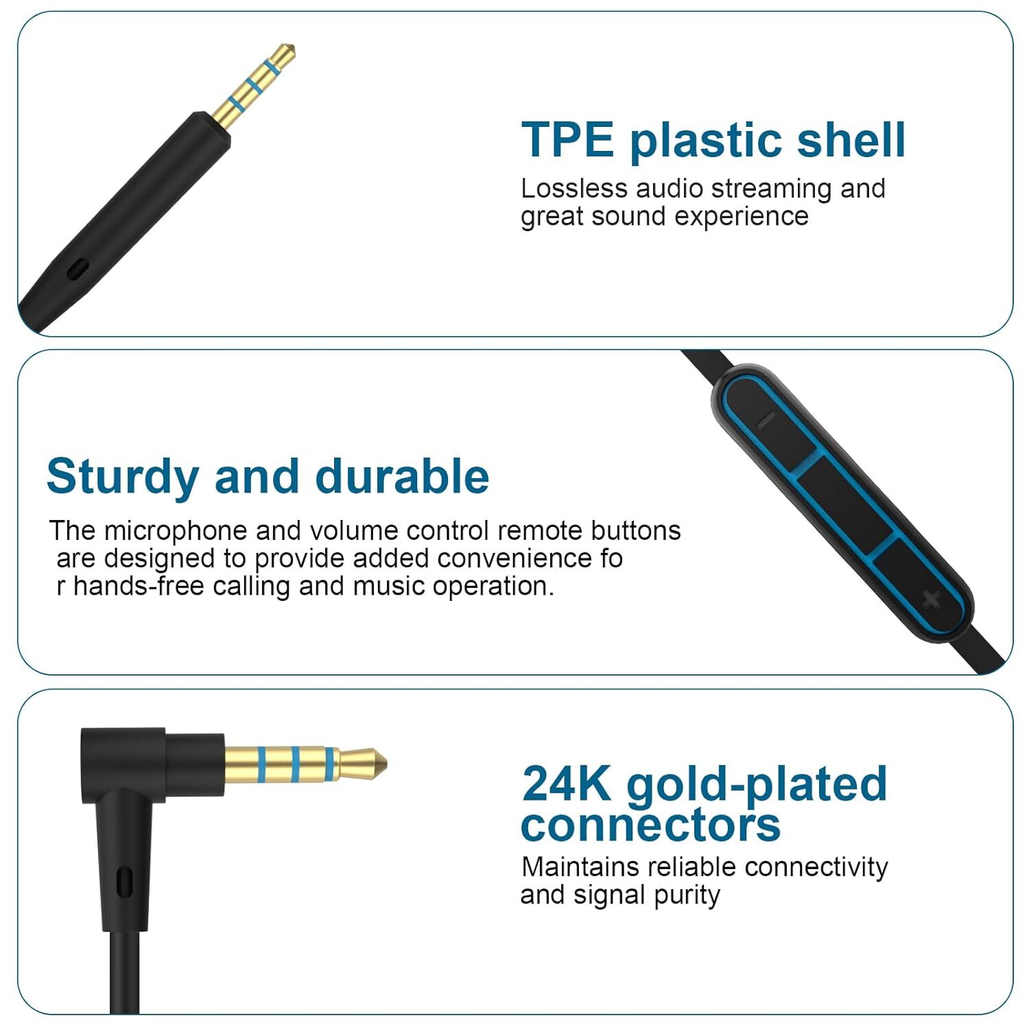 2-Pack Replacement Audio Cable w/Mic For BOSE QuietComfort 25 QC25 Headphones