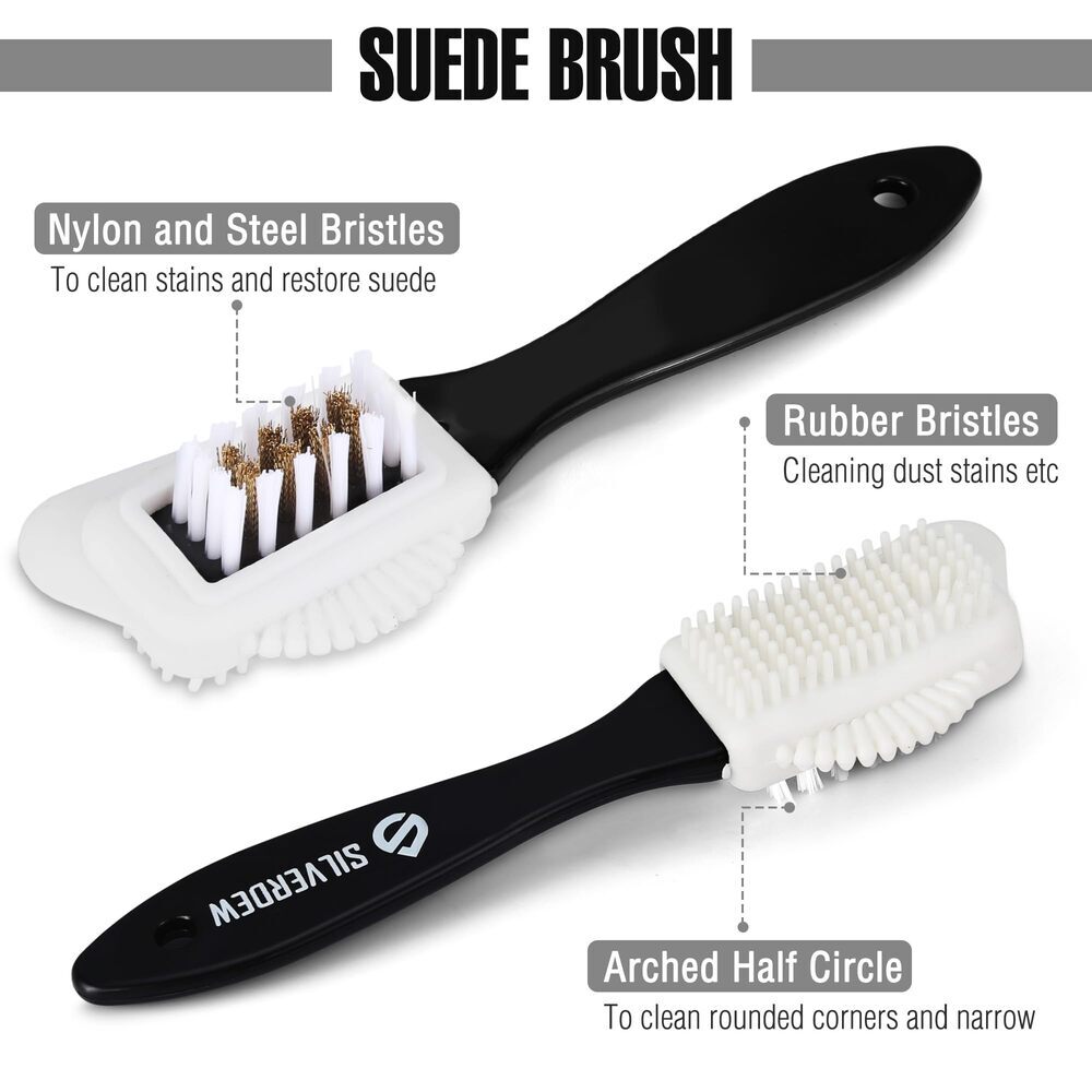 7PIECE Shoe Cleaning Kit w/2 Bottles Shoe Cleaner 2 Brushes Deodorizer Protector