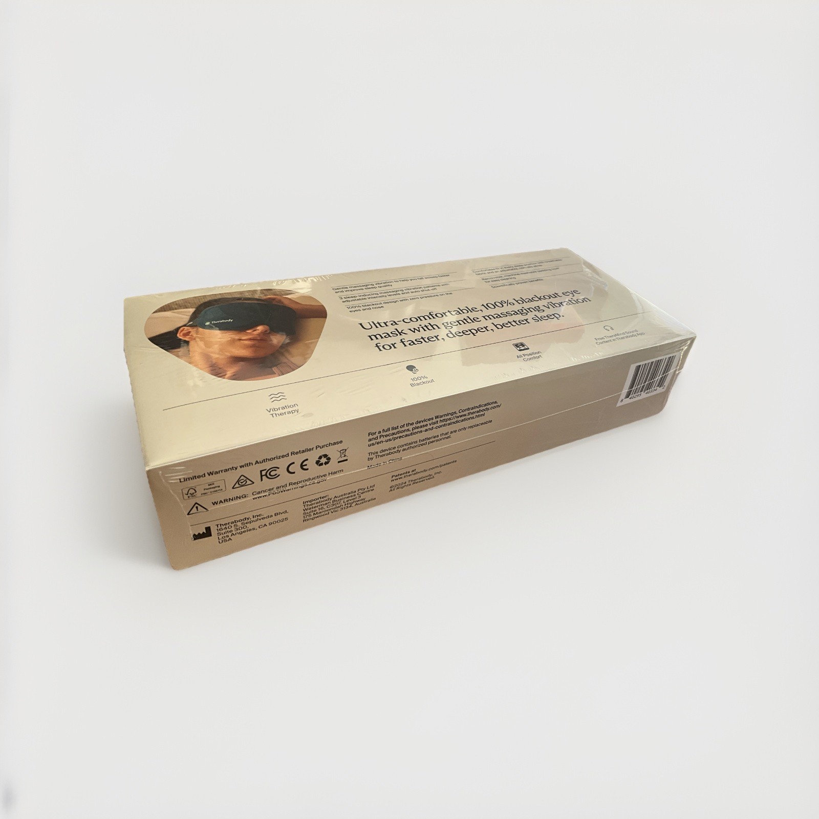 Therabody SleepMask Black 100% Blackout Eye Mask with Massaging Vibration