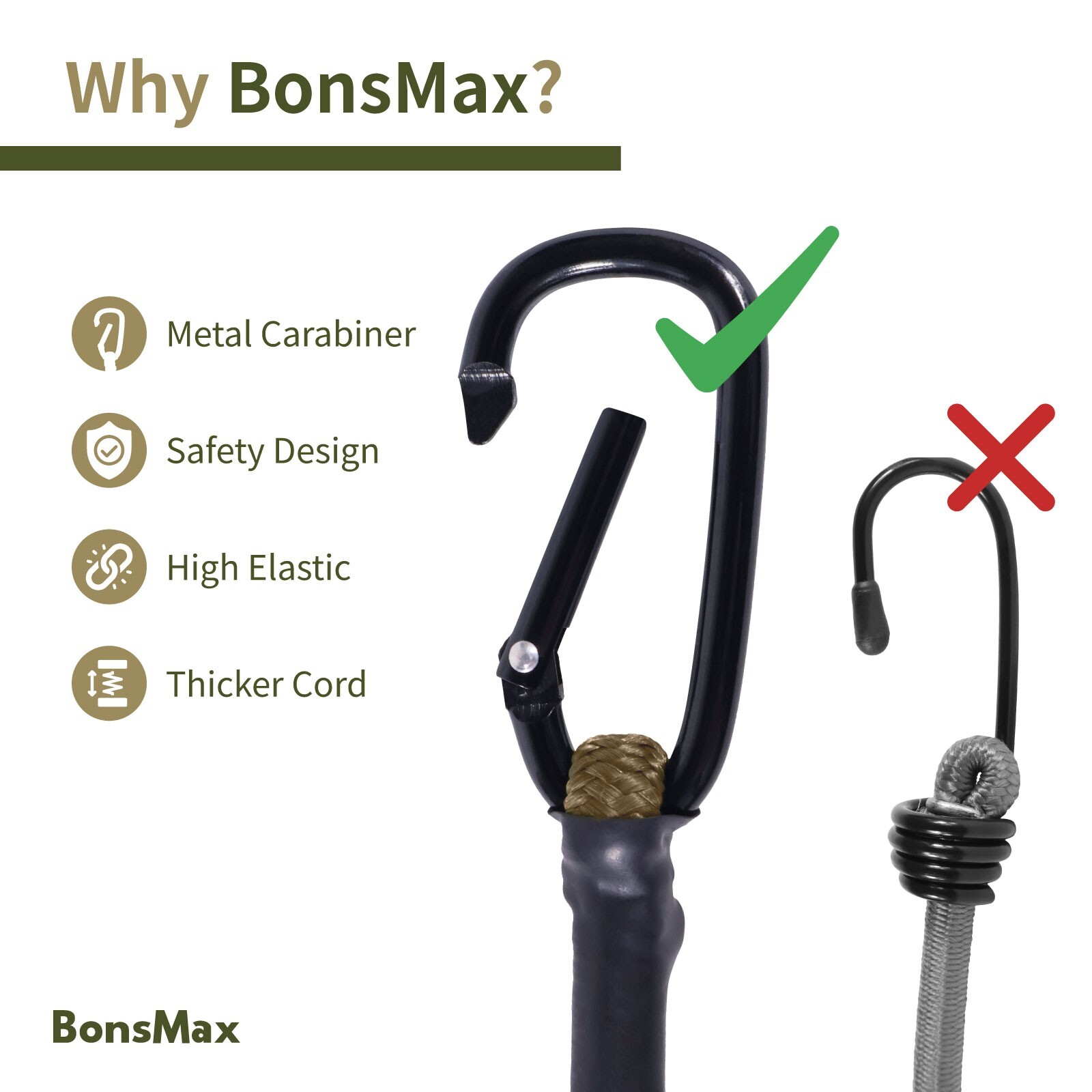 48" Bungee Cords with Aluminum Hooks, Heavy Duty Elastic Bungie Straps-4PACK