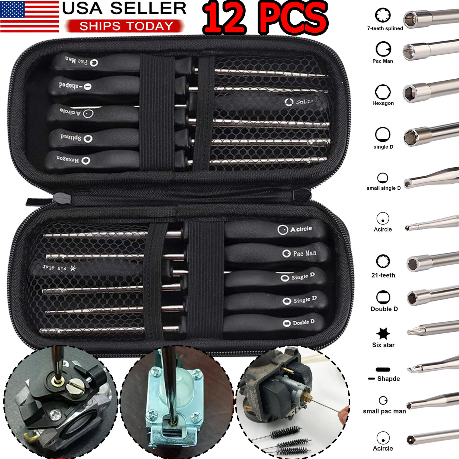 12 PCS Carburetor Tuning Tool Set for Standard 2 Cycle Small Engine Carburators