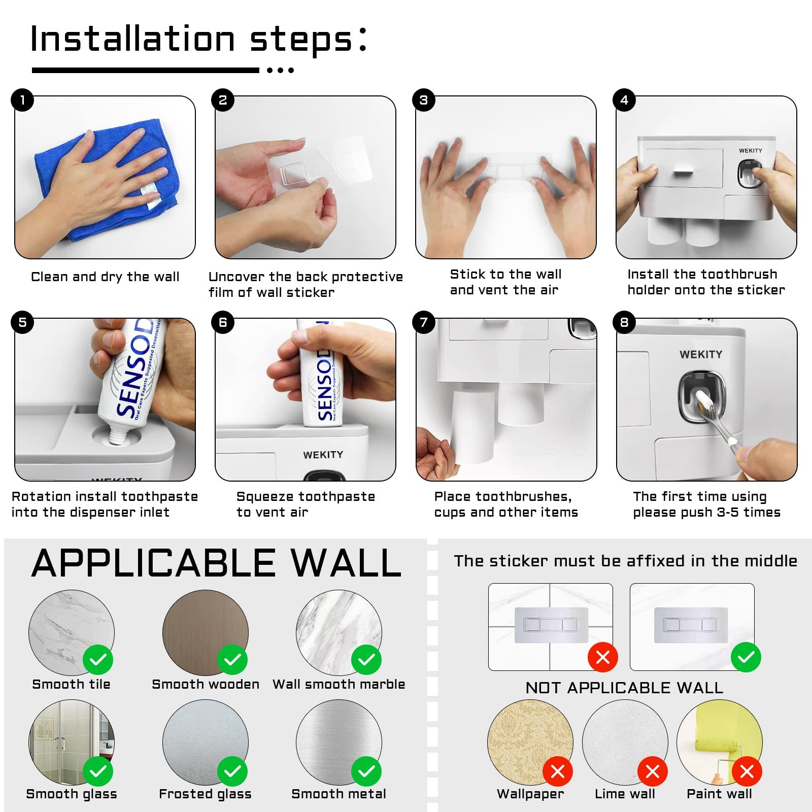 Porta cepillos de dientes organizador para baÃƒÂ±o accesorios dispensador pasta