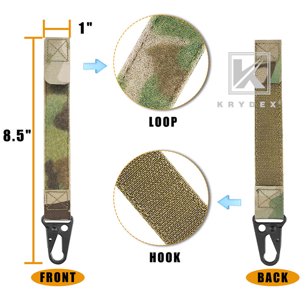 KRYDEX Tactical Hook Strap Clip Keychain Carabiner for MOLLE Belt/Tactical Vest