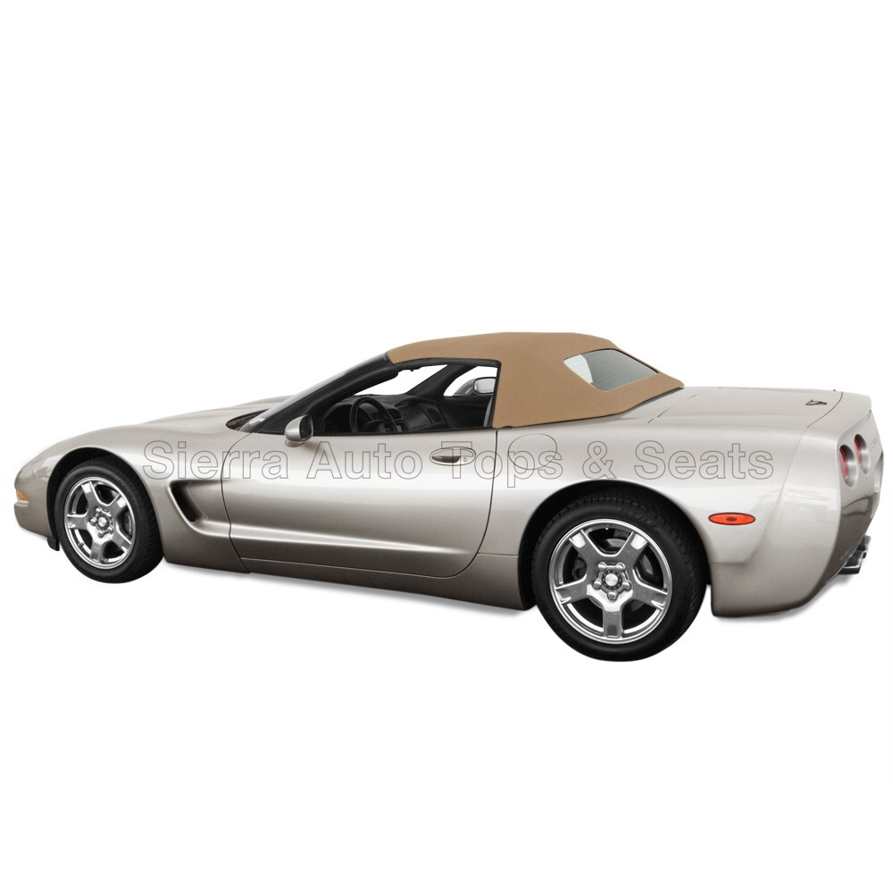 Corvette Convertible Top 98-04 C5 in Lt Oak Twill Cloth with Glass Window