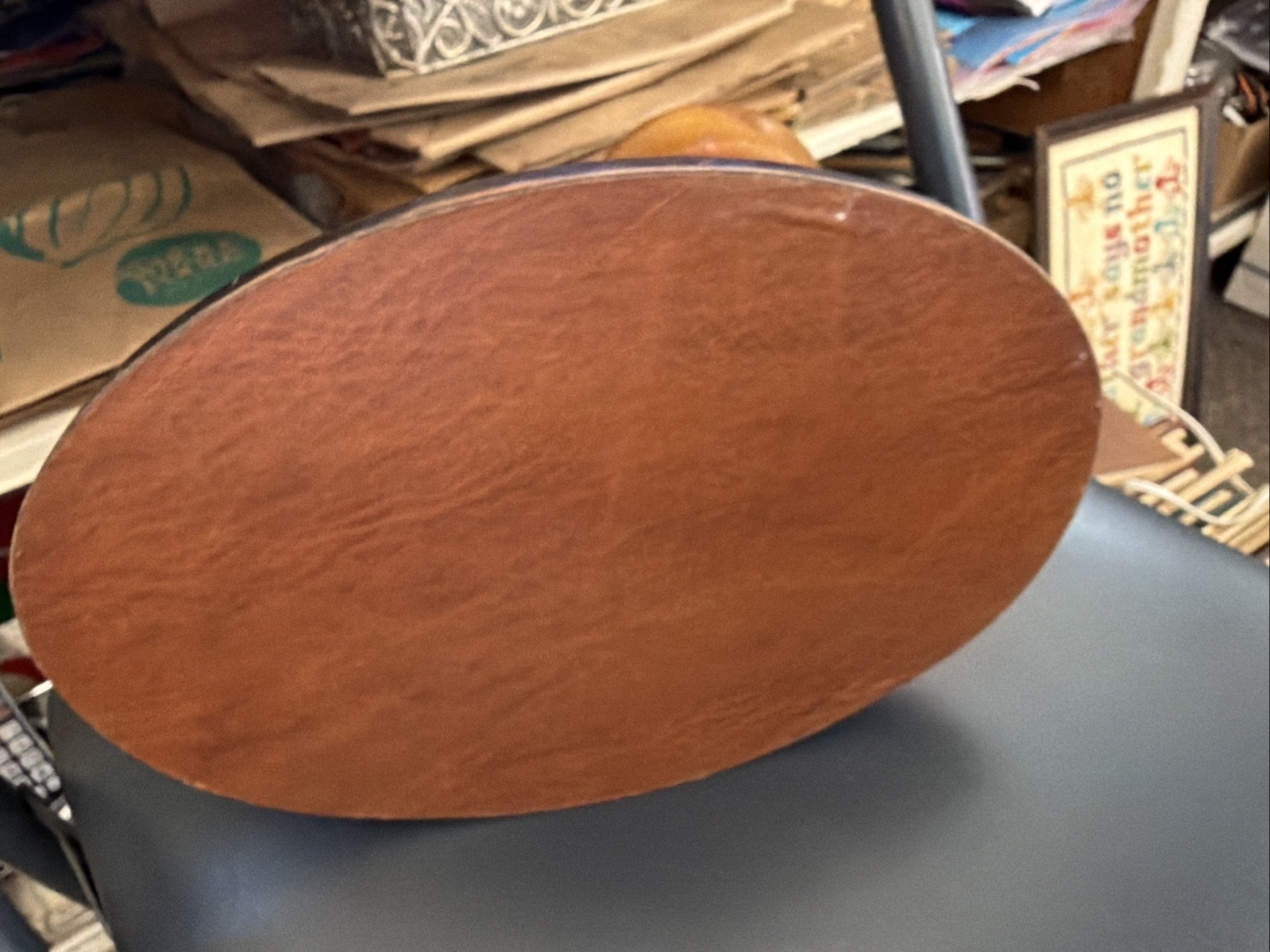 Vintage Ostrich Foot Stand w/ Wooden Dish Australian Curio Decor