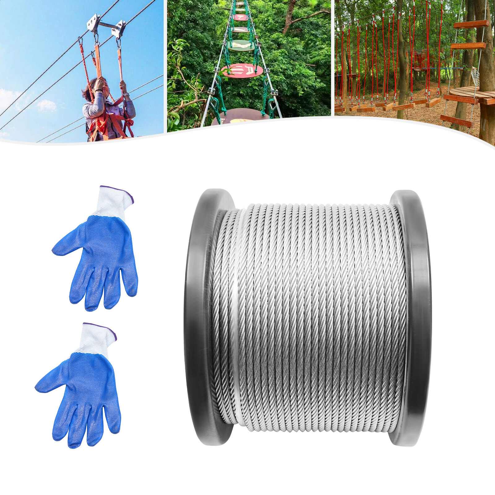 1/4 inch Stainless Steel Cable 300FT T304 7x19 Steel Wire Rope Aircraft Cable