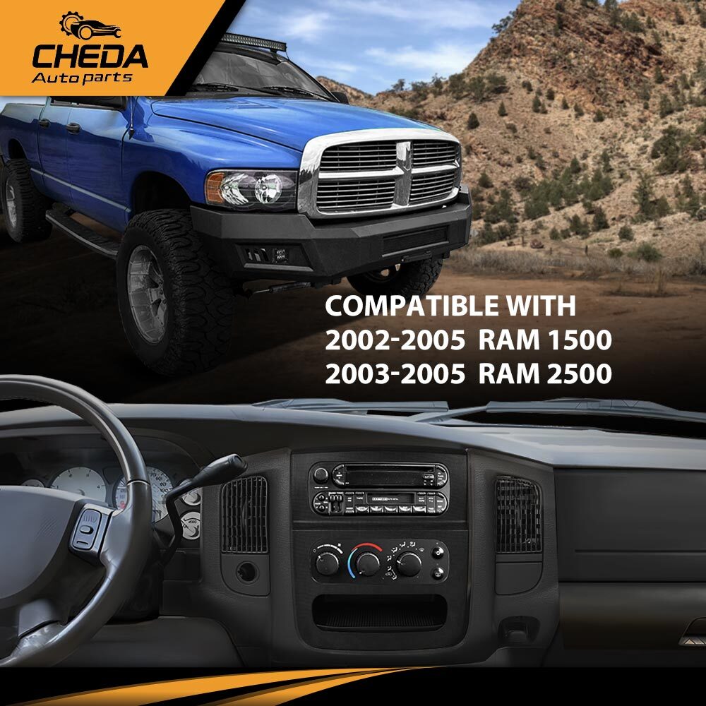 Fit For 02-05 Dodge Ram 1500 2500 Dash Radio Bezel Climate Trim Panel Vent Black