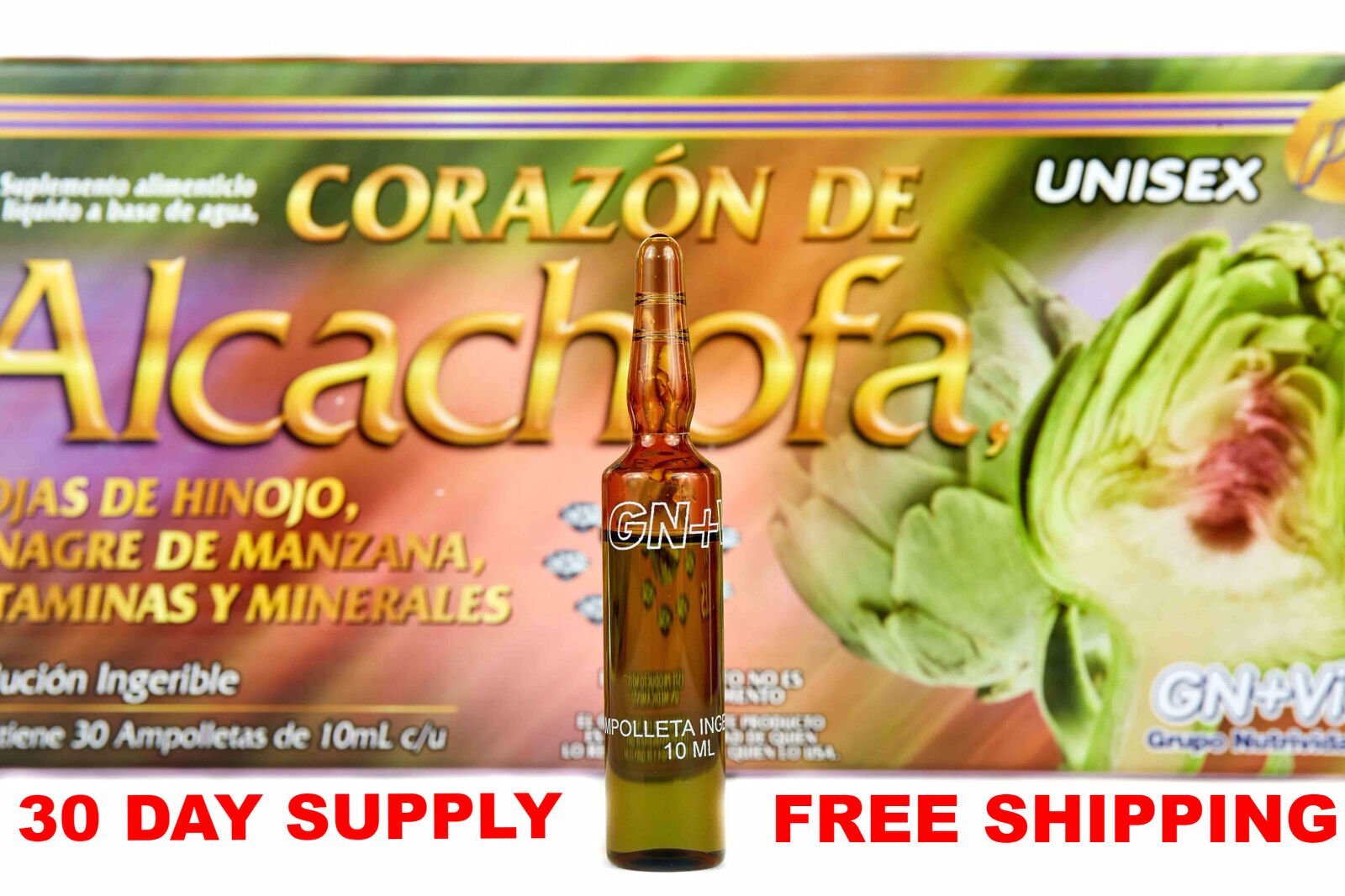 30 AMPOLLETAS de Alcachofa GN+Vida Artichoke Liquid Supplement 30 DAY FREE SHIP