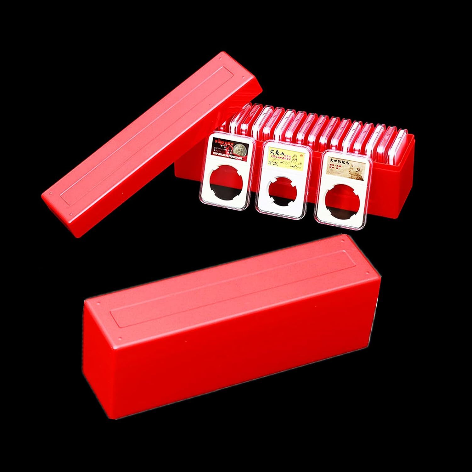 6Pack Storage Box Plastic Case for 20 Certified PCGS NGC Slabs Coin Holders RED