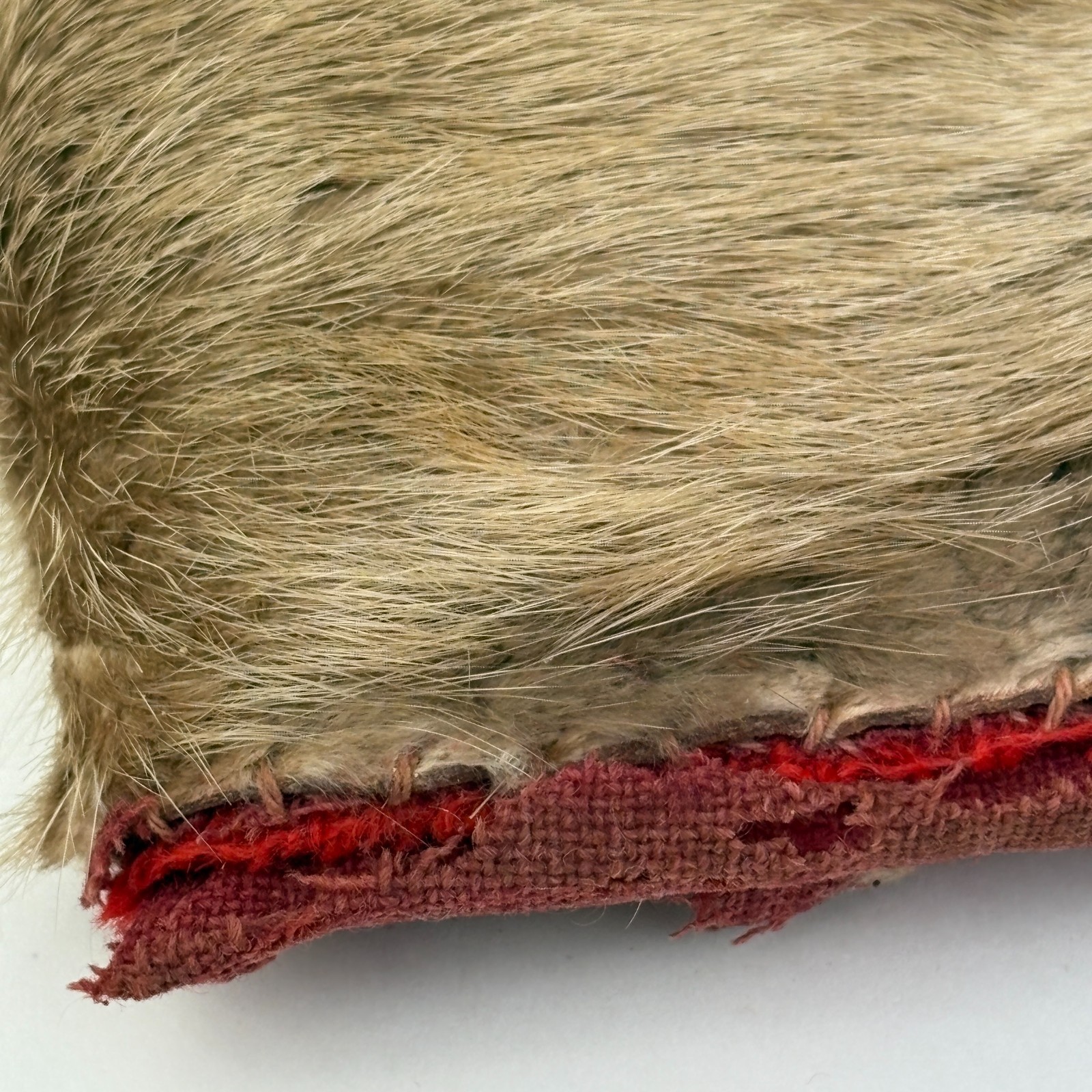 Antique Plains Indian Beaver Fur Hat Beaded Trim Trade Wool Lining Silver 1880s