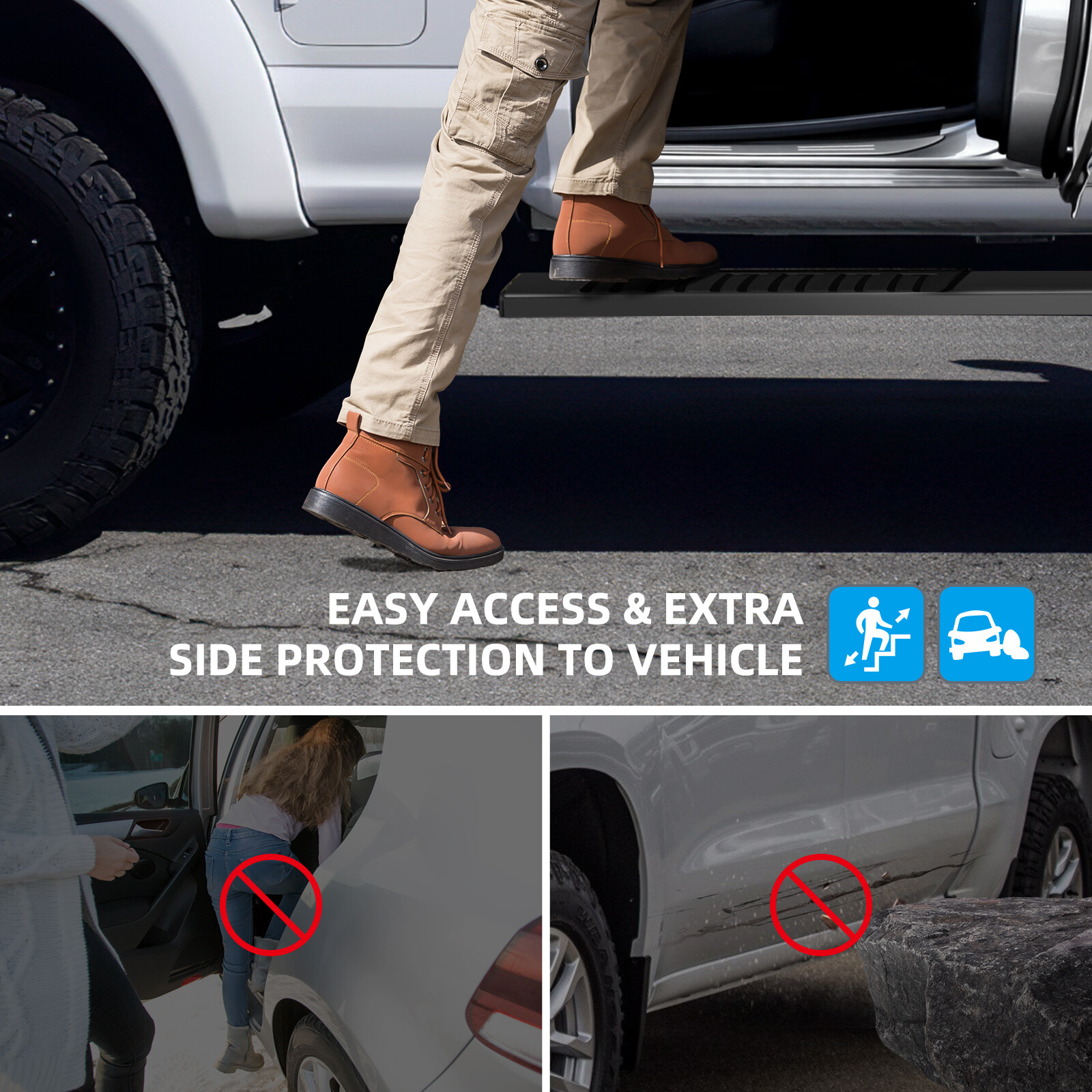 6" Running Boards for 2015-2025 Ford F-150 SuperCrew Cab 6" Side Step Nerf Bars