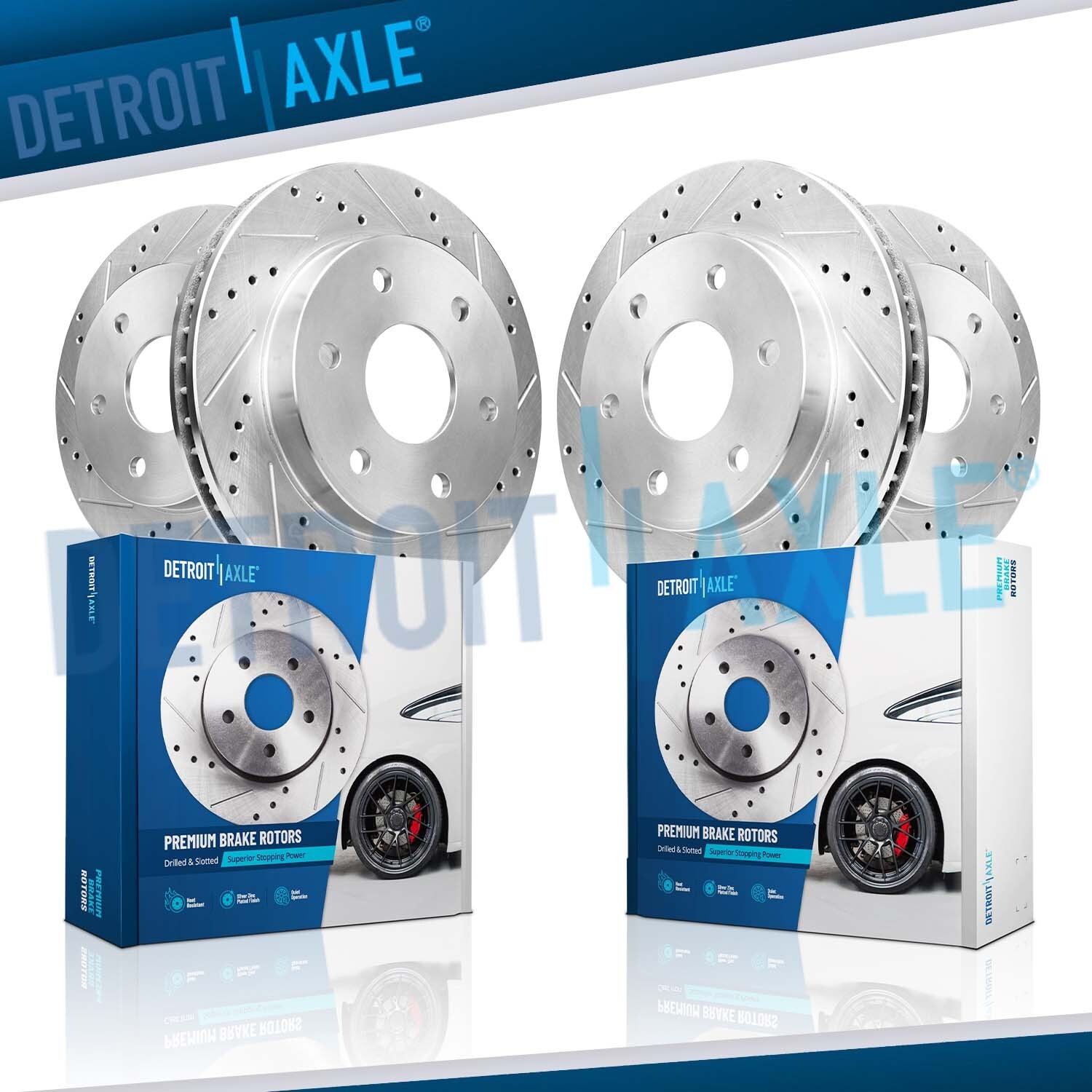 Front Rear Drilled Slotted Brake Rotors for 2018-2020 F-150 Expedition Navigator