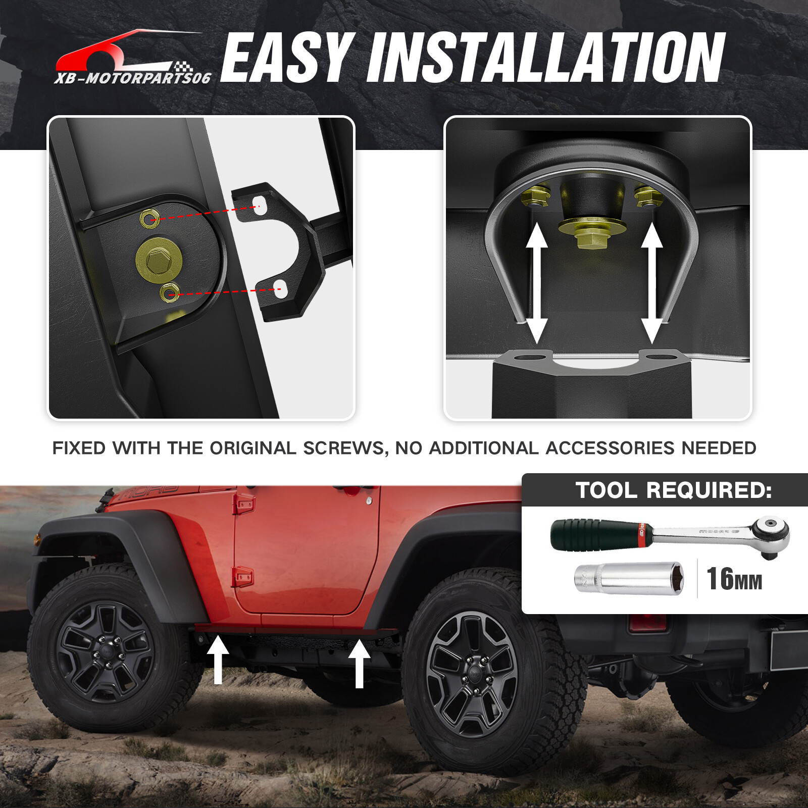 Running Boards For 2007-2018 Jeep Wrangler JK 2Doors Side Steps Nerf Bars Plates