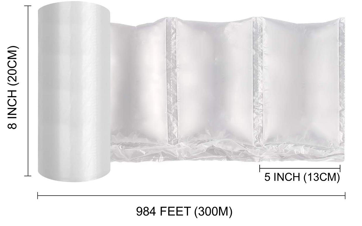 4 PACK of 984ft x 8" x 8" Air Pillow Cushion Bubble Film Roll for Wrap Packaging