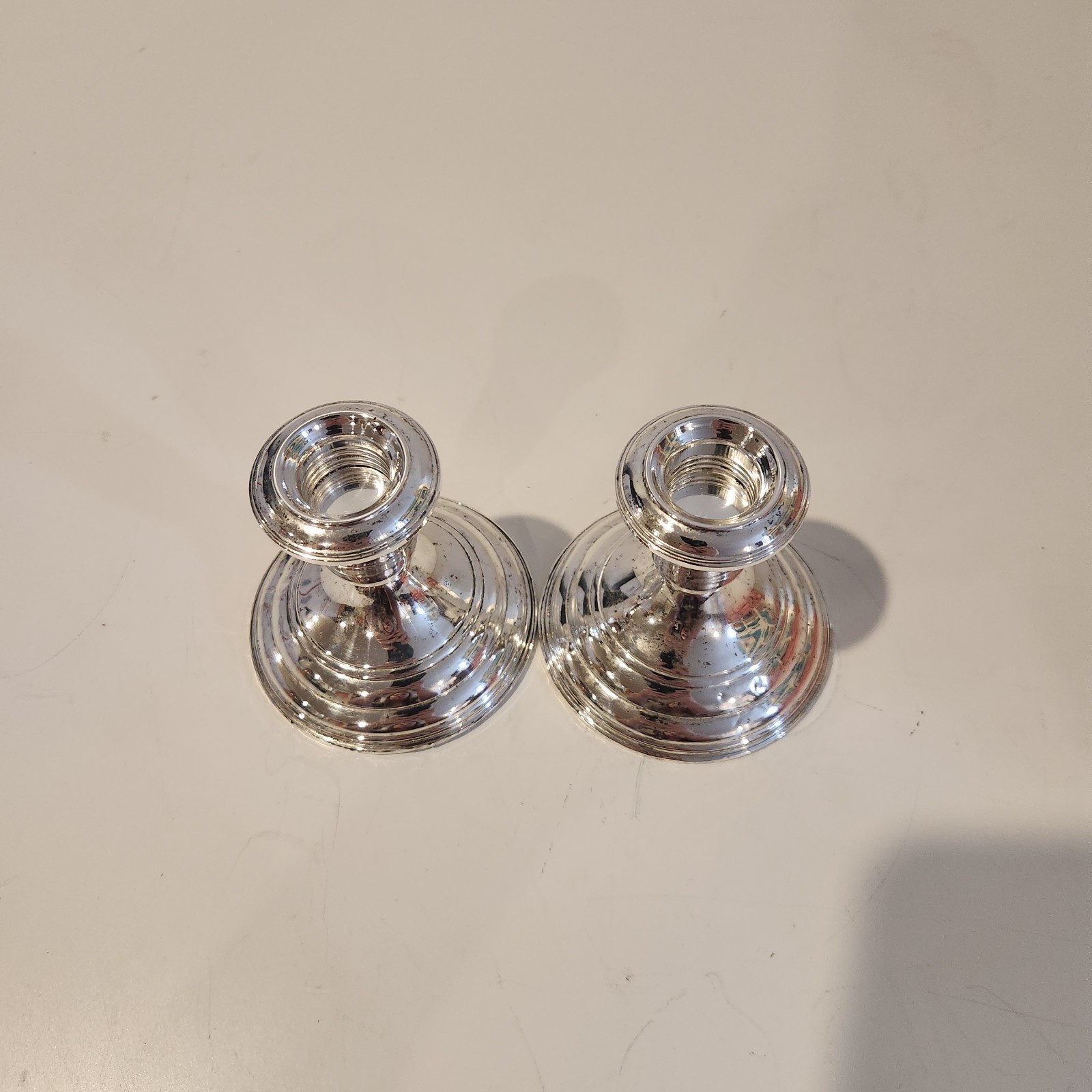 Vintage Pair Reed & Barton Sterling Silver Weighted Candlestick Holders