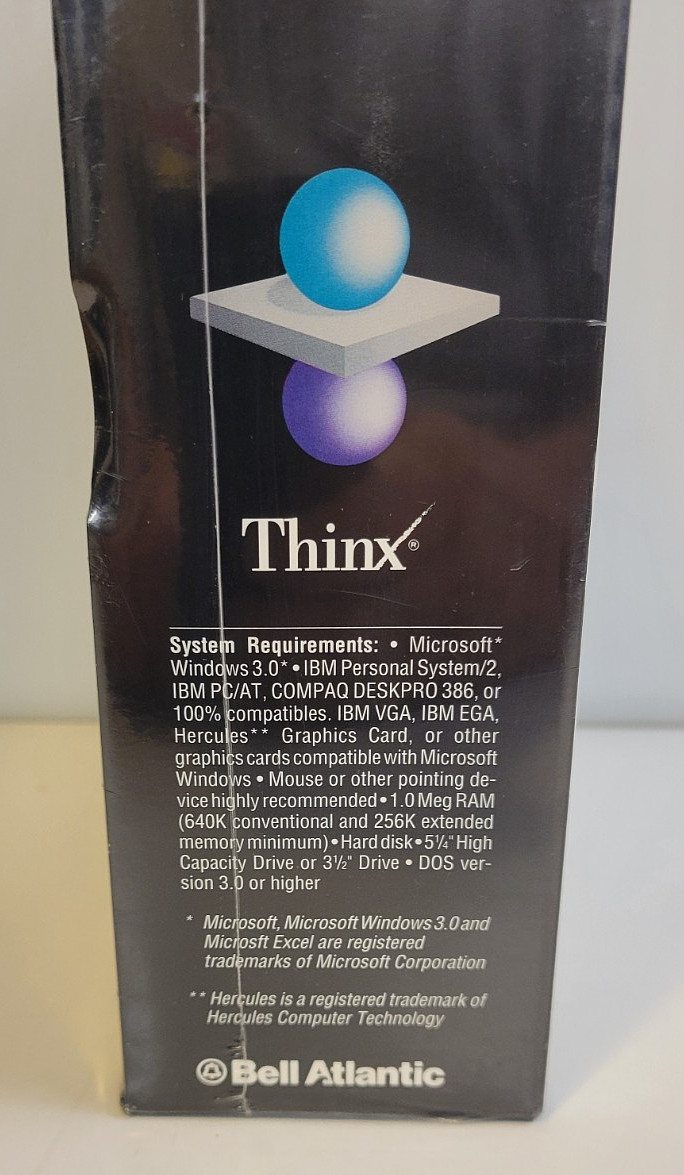 THINX~ Bell Atlantic Version 1.1 MS-DOS Vtg WINDOWS Computer Software NEW SEALED