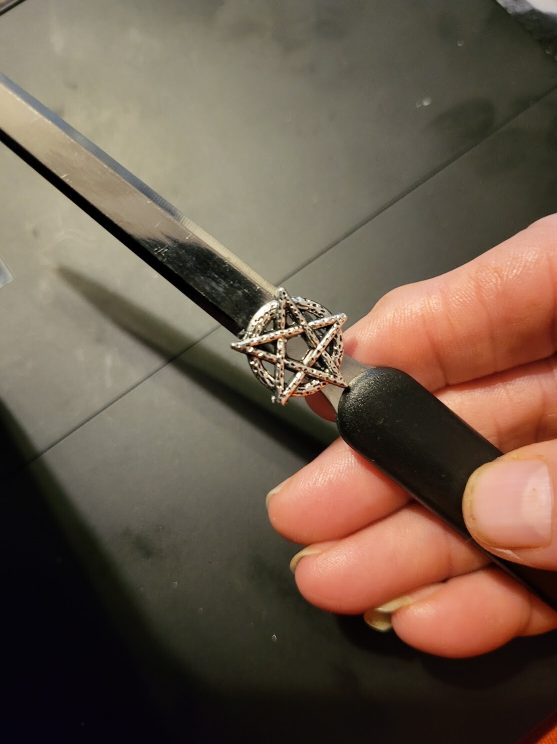 ~ Beautiful 7in Athame with Pentagram Charm Wicca Pagan