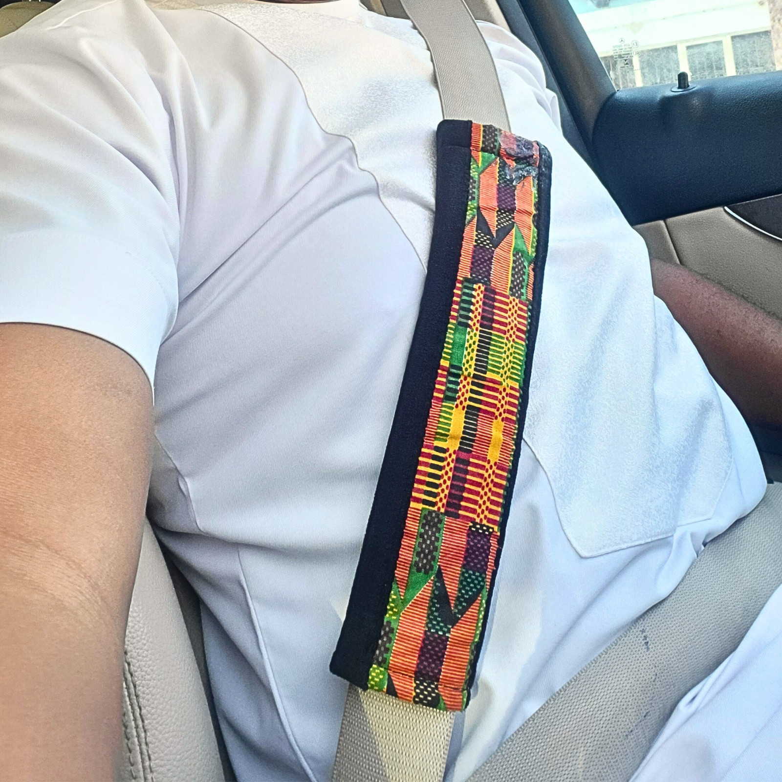 2PCS Car Seat Belt Pad, Auto Kente Print Safety Seat Belt Shoulder Pads Strap