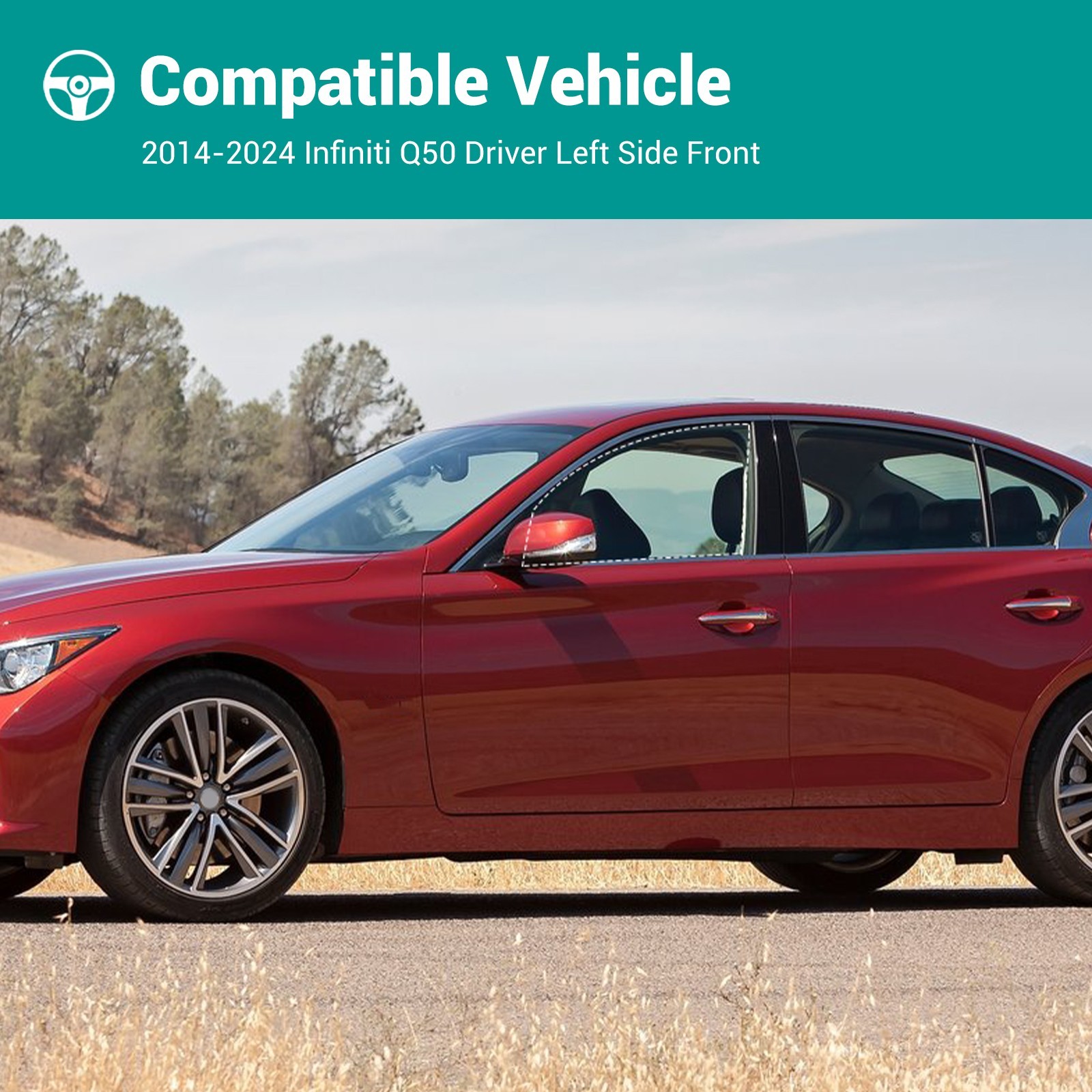 Fits 2014-2024 Infiniti Q50 Driver Left Side Front Door Window Glass Tempered