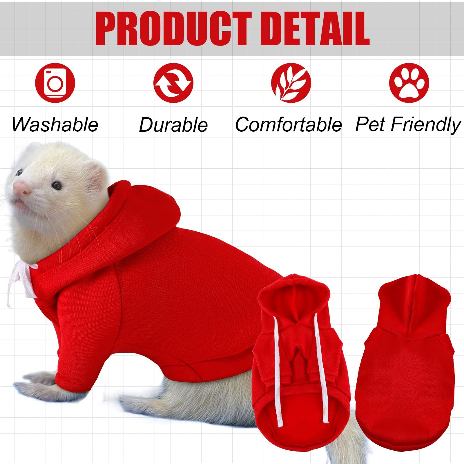 6 Pcs Ferret Clothes Accessories Include Ferret Leash and Harness Set Safe Pe...