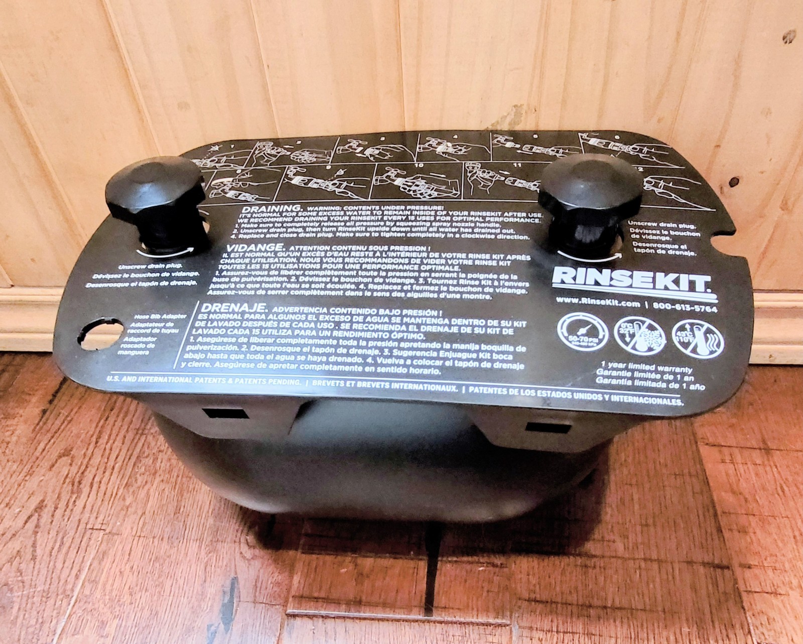 Rinsekit Plus Pressurized 2 Gallon Outdoor Portable Shower Beach RV Camping