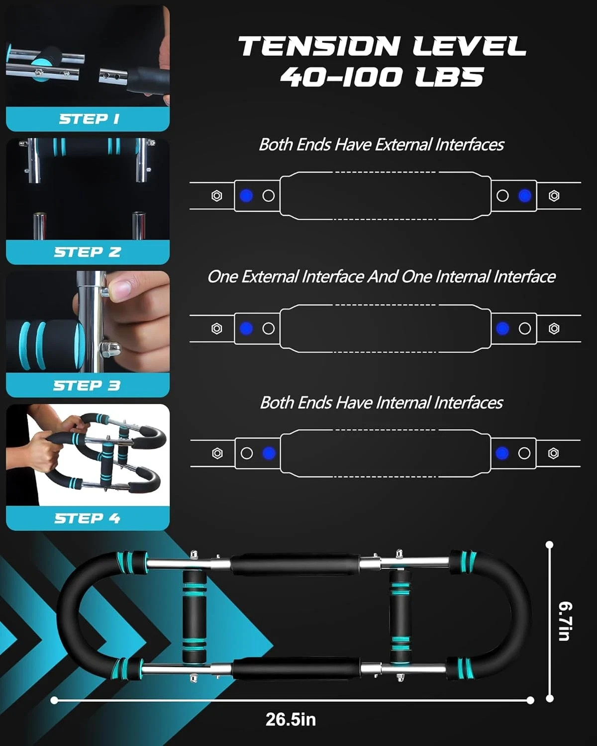 Saker Twister Arm Trainer, 40-100Lb Adjustable Power Twister Bar, Chest Shoulder
