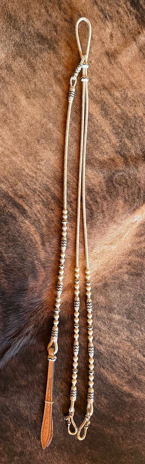 COWBOY Vaquero New RAWHIDE ROMAL REINS w/Black Accents By Steve Guitron