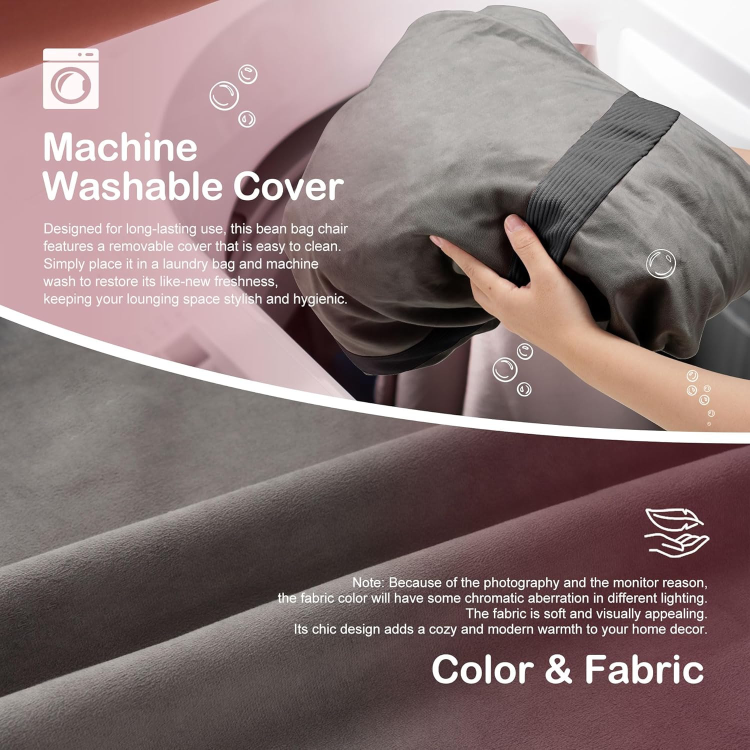 4Ft Bean Bag Chair Giant Bean Bag Chairs for Adults with Memory Foam Filled, ...