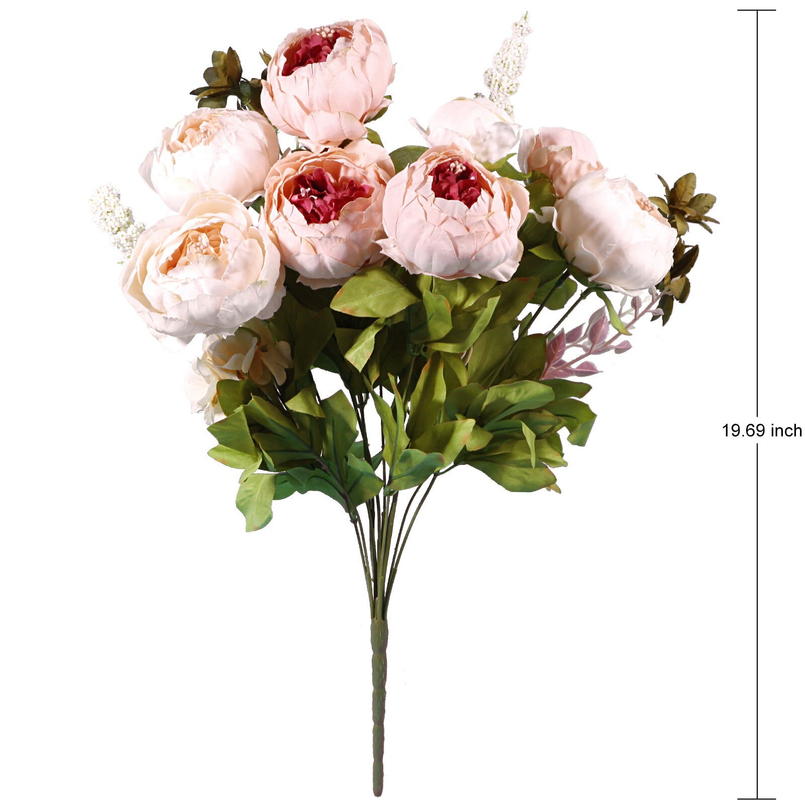 EZFLOWERY 2 PACK Artificial Peony Silk Flowers Arrangement Bouquet - Peach