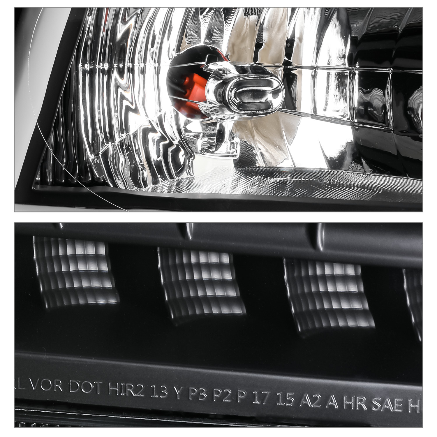 L+R Amber Corner OE Style Headlight [LED LIGHT BAR] for 09-18 Ram 1500 2500 3500