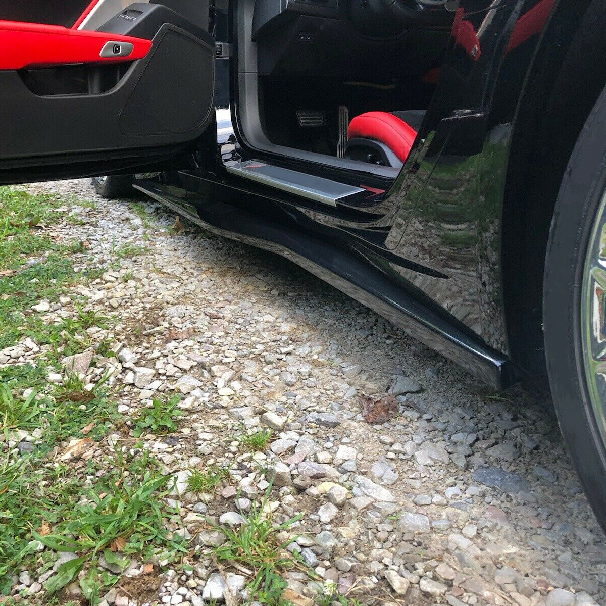 For 2014-19 Chevrolet Corvette C7 Side Skirt Z06 Style Rocker Panels Gloss Black