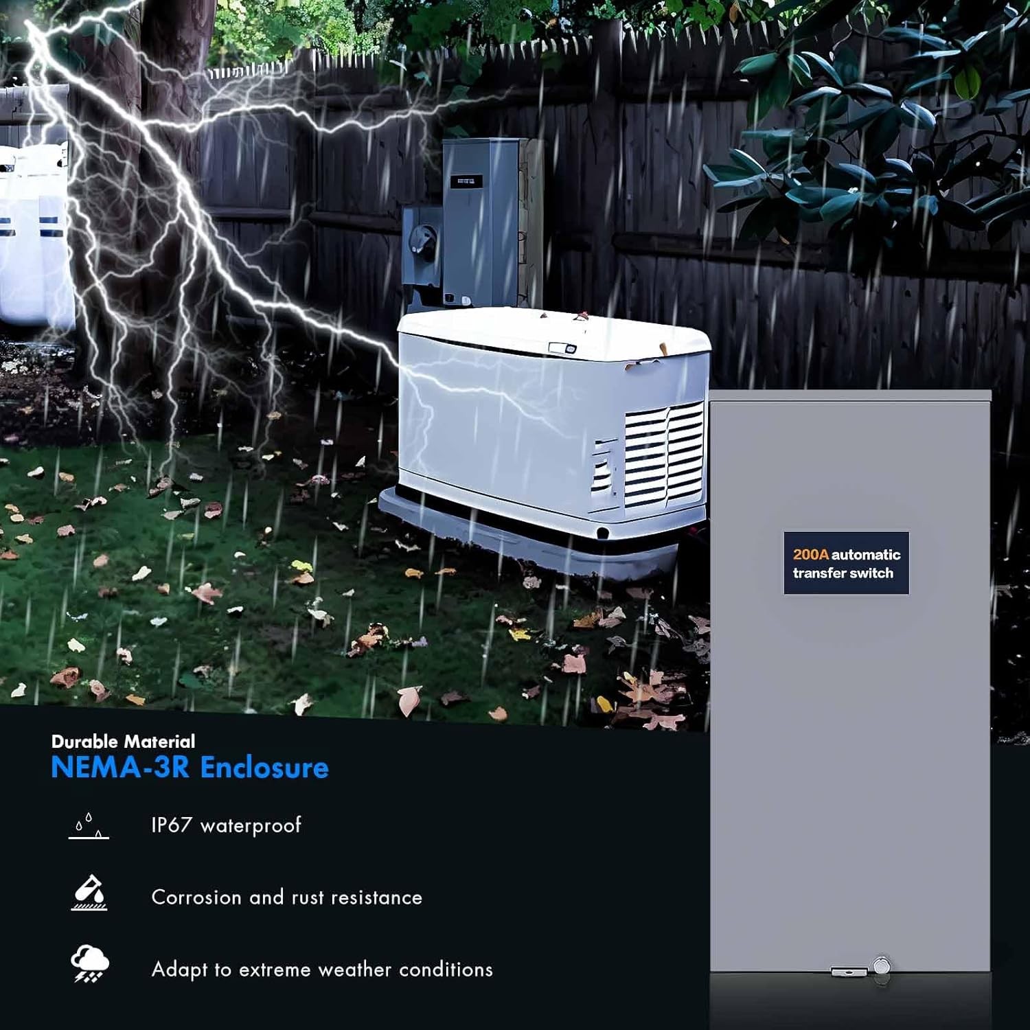 200 Amp Single Phase Generator Automatic Transfer Switch for Generac RXSW200A3