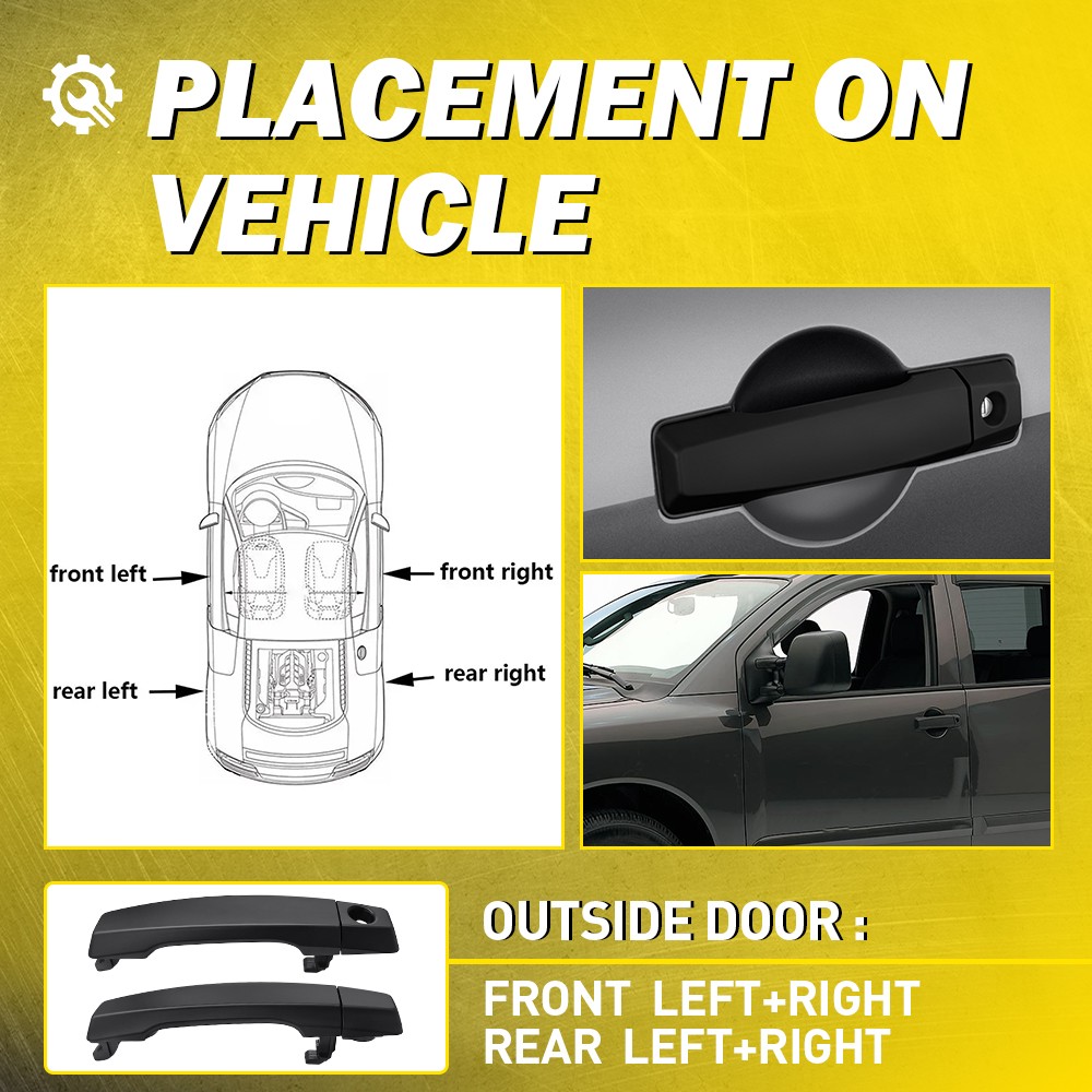 For Nissan Titan 2004-2015 Full Driver Passenger Black Outside Door Handle 4-40X