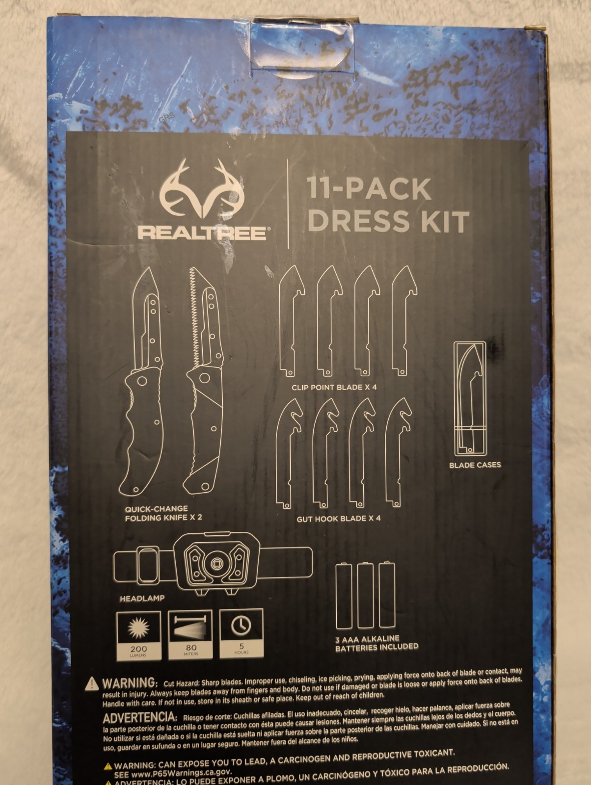 Realtree 11-Piece Game Cleaning & Dressing Kit with Folding Knives and Headlamp