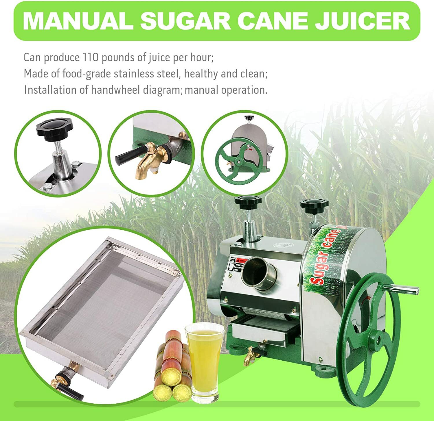 Commercial Sugar Cane Juicer Machine Juice Squeezer SugarCane Press Extractor