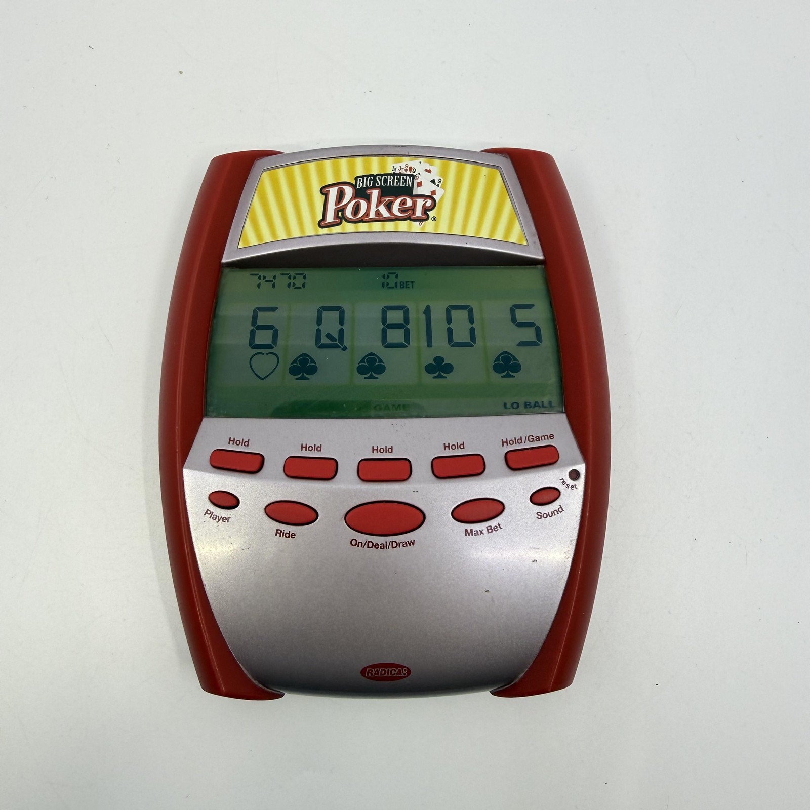 Radica Big Screen Poker Electronic Handheld Game Red Silver 2005 China