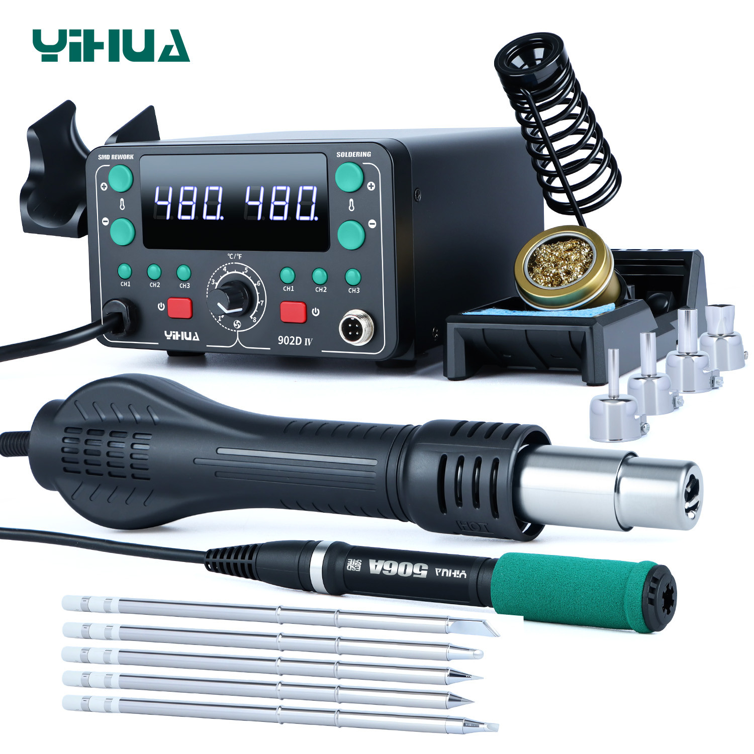 YIHUA 902D-IV 775W T12 Soldering & Hot Air Desoldering Rework Station Digital
