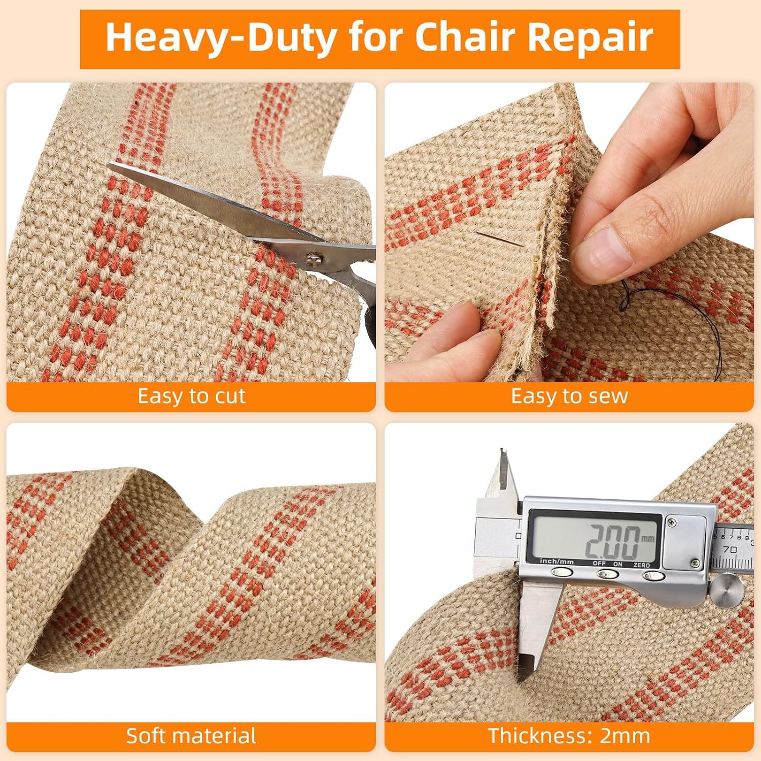 3.5"x10Yd Upholstery Jute Webbing Thickened Jute Chair Webbing Furniture Webbing