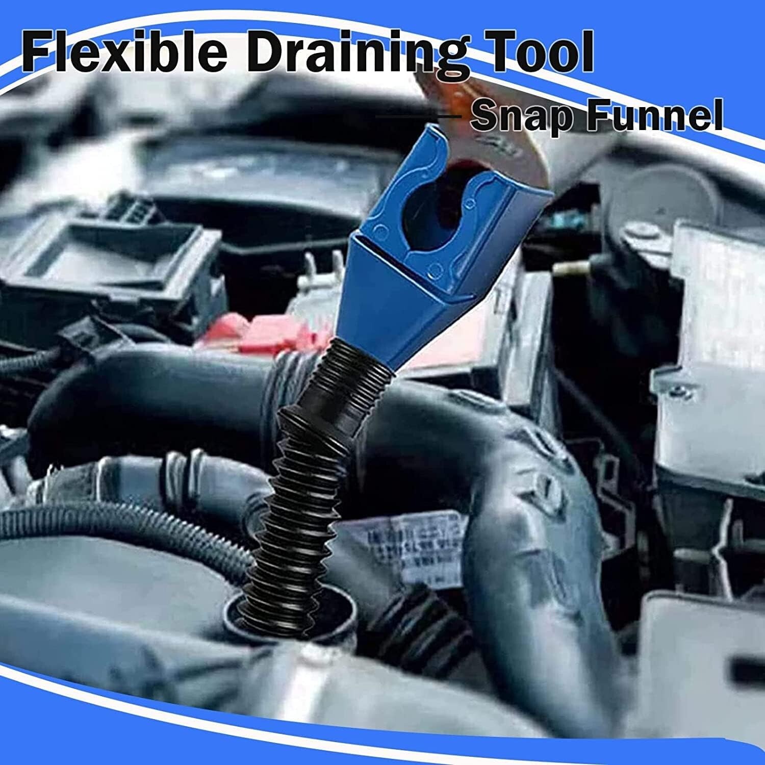 Flexible Snap Funnel "ONE HAND ONLY" Adapter Spill Free Oil Gas Coolant Filling