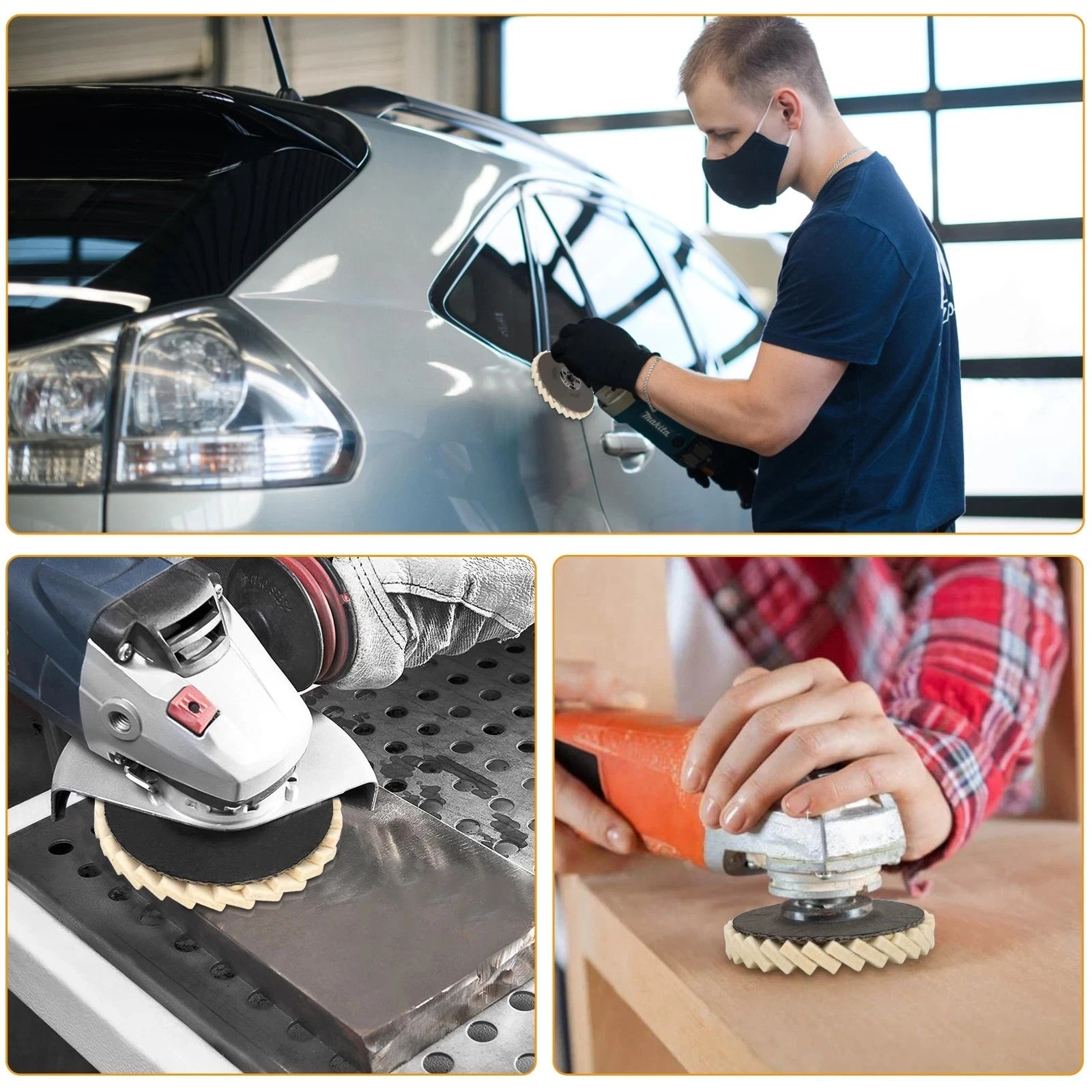 6Pcs Wool Polishing Wheel Buffing Pads Flap Disc For Metal Wood Angle Grinder