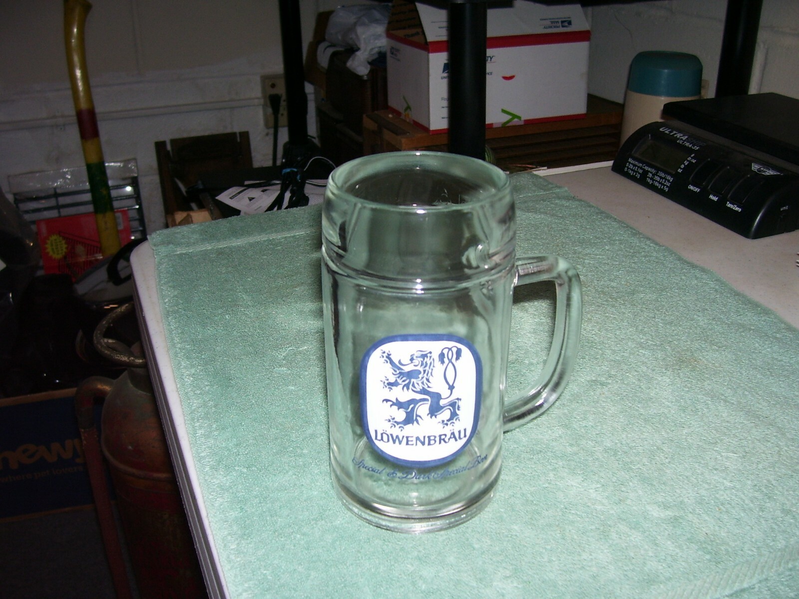 Lowenbrau Special & Dark Special Beer German Stein Mug Glass 6.5" Tall