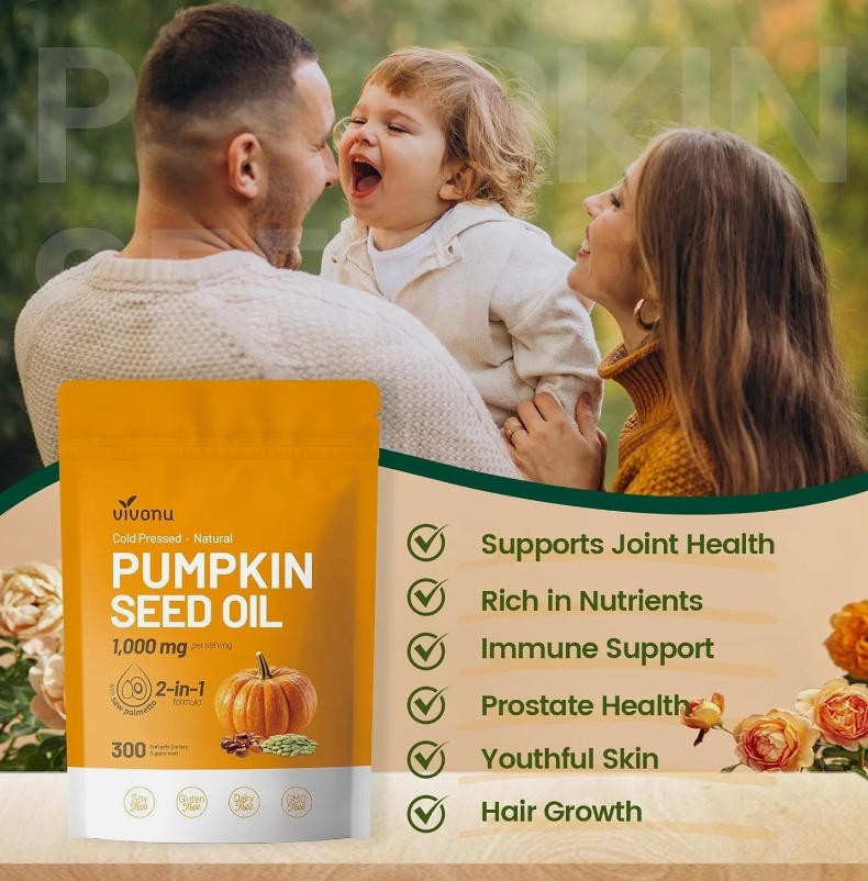 Pumpkin Seed Oil with Saw Palmetto Capsules Hair Care Hair Loss | 300 Softgels