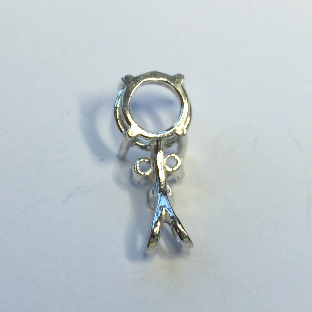 Sterling Silver Round Triple Accented Pre-Notched Pendant Setting (7mm - 14mm)