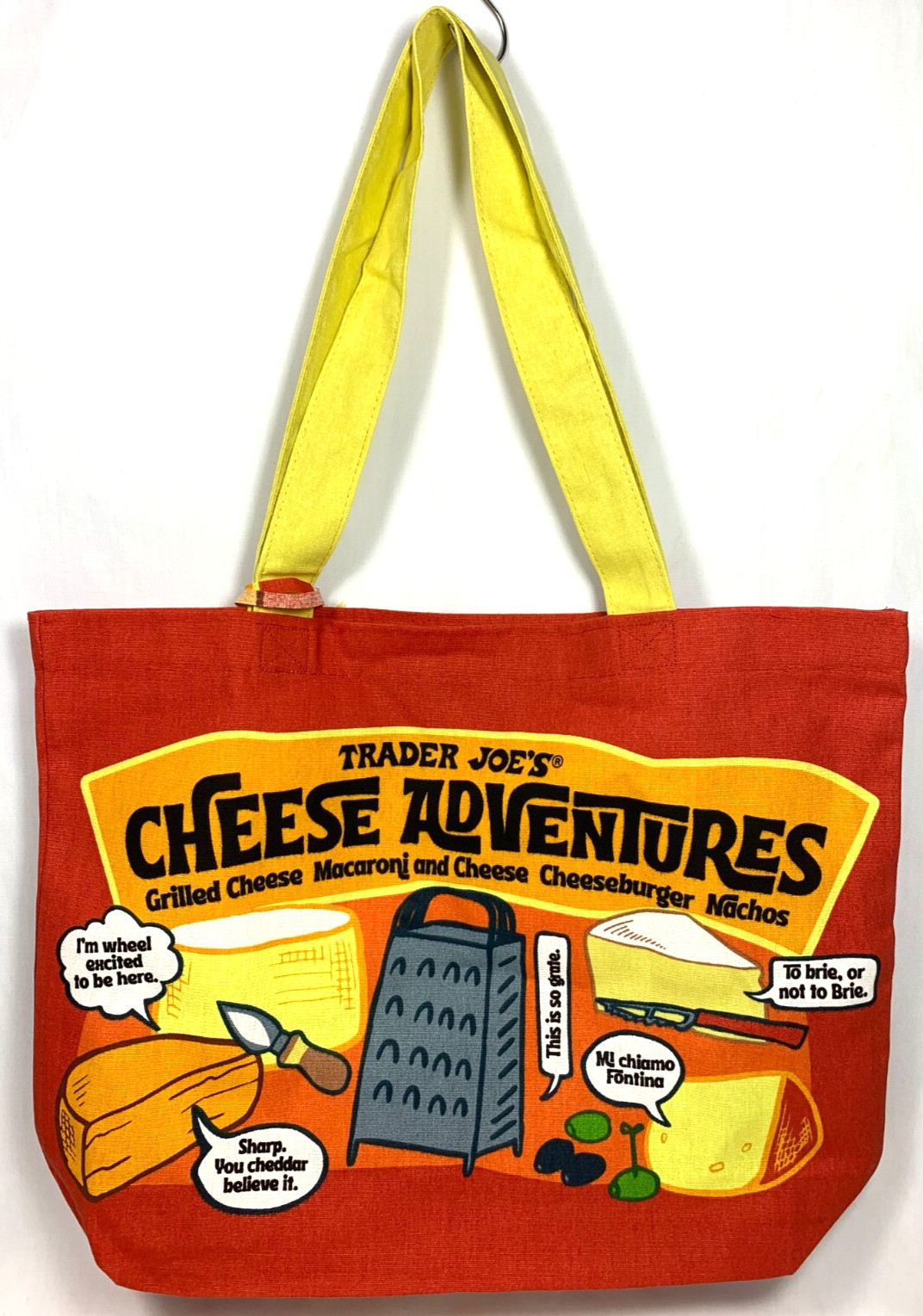 Trader Joe's Bag Tote Canvas NEW Cheese Adventures Shopping Heavy Duty & Large
